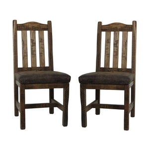 Barnwood Dining Chair Slat Back & Upholstered Seat - Set of 2