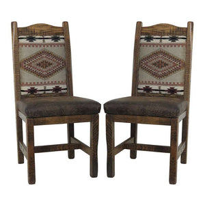 Barnwood Dining Chairs Upholstered Back & Seat - Set of 2