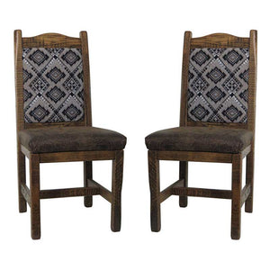 Barnwood Dining Chairs Upholstered Back & Seat - Set of 2