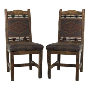 Barnwood Dining Chairs Upholstered Back & Seat - Set of 2