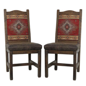 Barnwood Dining Chairs Upholstered Back & Seat - Set of 2