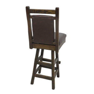 Barnwood Swivel Bar Stool Leather Back & Seat - 24" or 30"