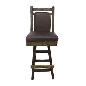 Barnwood Swivel Bar Stool Leather Back & Seat - 24" or 30"