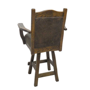Barnwood Swivel Bar Stool Upholstered Back & Seat with Arms - 24" or 30"