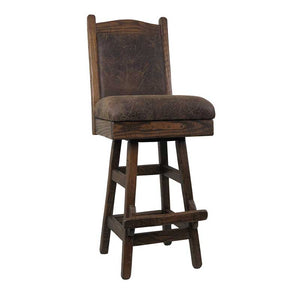 Barnwood Swivel Bar Stool Upholstered Back & Seat - 24" or 30"