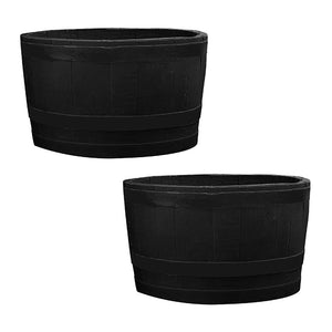 Whiskey Barrel Planter - Black (2 Pack)