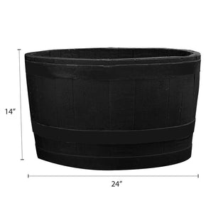 Whiskey Barrel Planter - Black Dimensions 