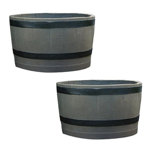 Whiskey Barrel Planter - Woodgrain (2 Pack)