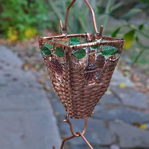 Grape Basket & Glass Cups Rain Chain made with glass and copper