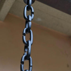 closeup view of Cast Oval Links Rain Chain in black