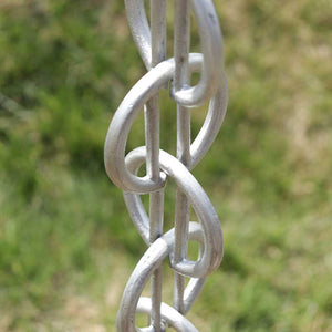 View looking down on the Cast Zen Loops Rain Chain in Aluminum