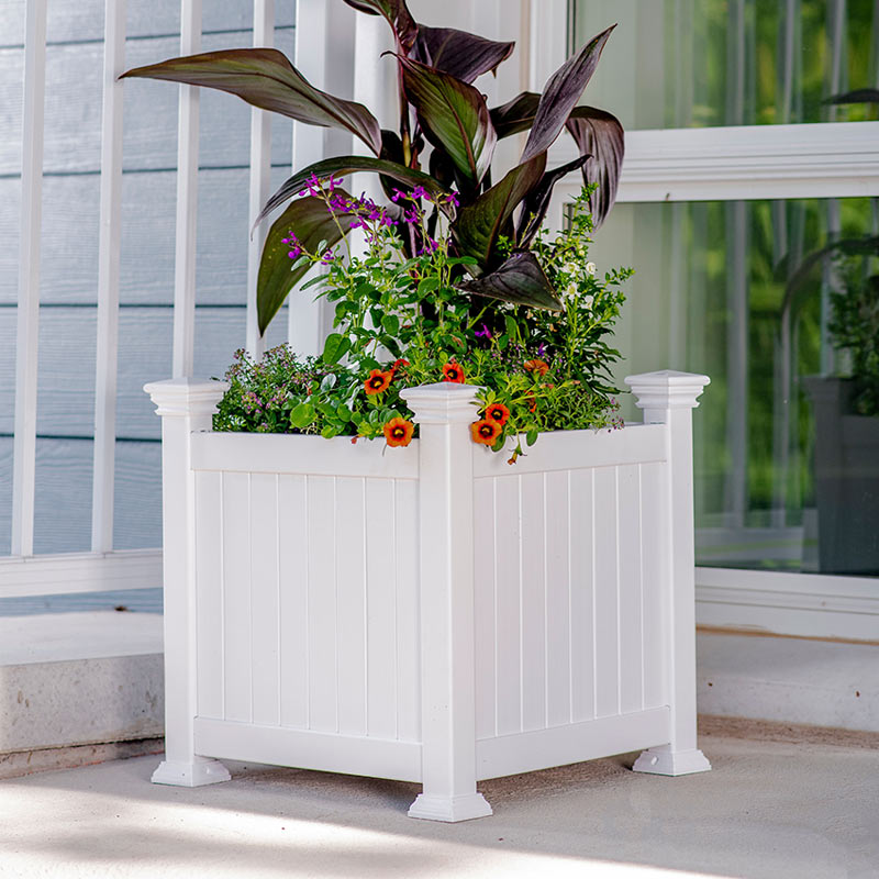 pre planted flower pots Cardiff Planter Box, White