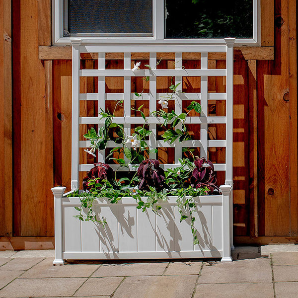 plastic planter with trellis Huron Planter with Trellis | Plastic Vegetable Planter