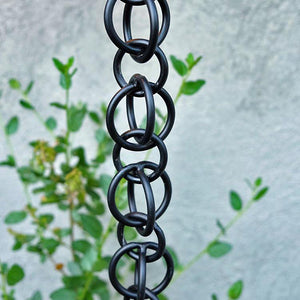 close up view of Black Double Loops Rain Chain