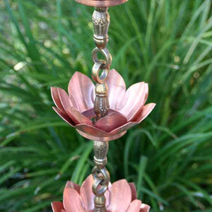 Double Lotus copper flower Rain Chain