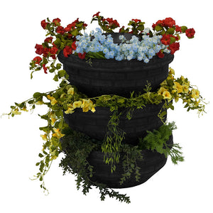 English Composting Garden 3 Pack with flowers in black