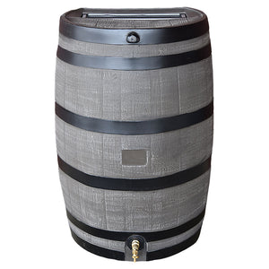 50 Gallon Wood Grain Rain Barrel with Flat Back