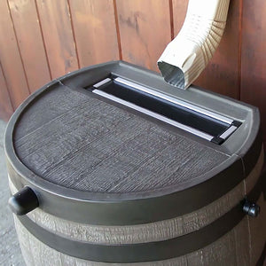 50 Gallon Wood Grain Rain Barrel with Flat Back