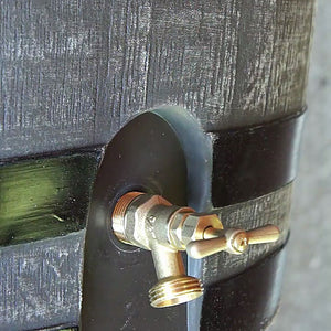 50 Gallon Wood Grain Rain Barrel with Flat Back
