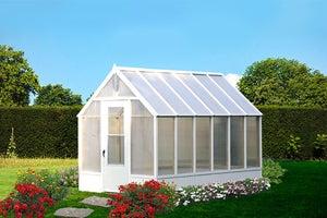 8 x 12 Amish Crafted Greenhouse in garden