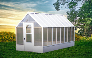 8 x 16 Amish Crafted Greenhouse in backyard