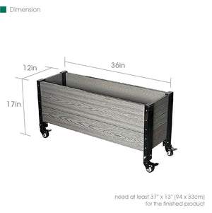 Trough Planter with Wheels Dimensions
