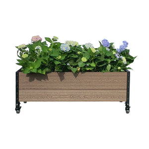 Deckside Planter with Wheels with flowers