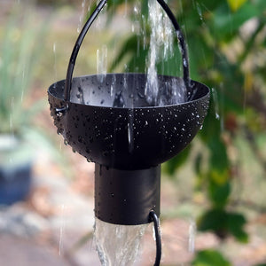 Black modern flower cup rain chain