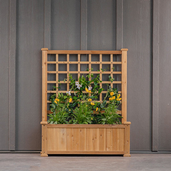 planter for trellis Rosewood Planter with Trellis | Food Safe Cedar Stain