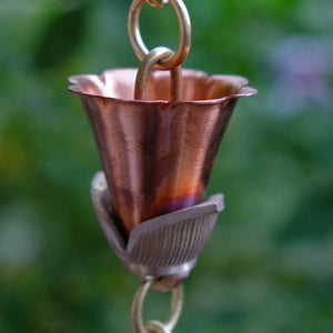 Small Copper Kanji Cups Rain Chain