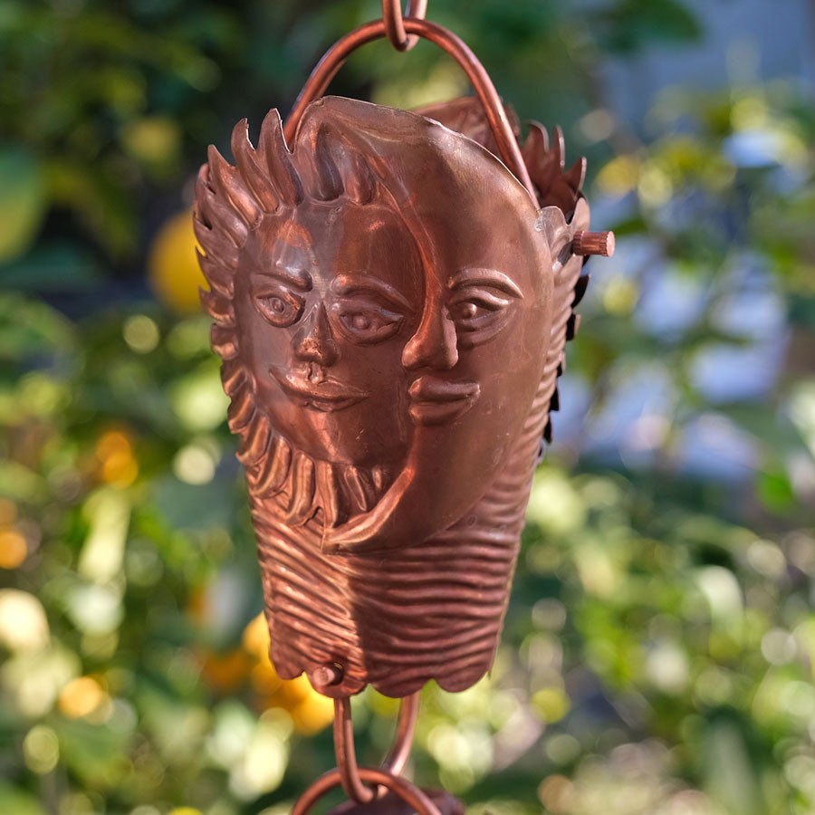 Sun & Moon Cups Copper Rain Chain