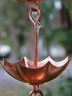 Themed Copper cup style Umbrella Rain Chain