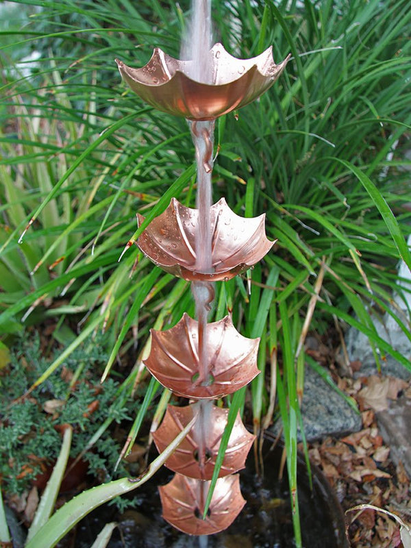 Umbrella Rain Chain Themed Copper Cup Style Rain Chain Free Shipping