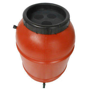 terra cotta 50 gallon barrel top view