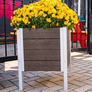 Urbana 17x17 Raised Planter with decorative flowers