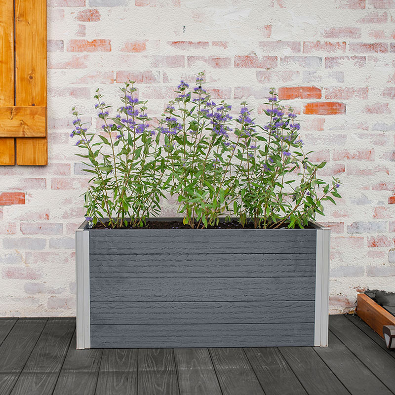 vita urbana planter with trellis Vita Urbana 39"L x 16"W x 18"H Small Vinyl Parklette Planter, Slate Gray, VT17612
