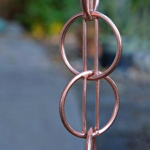 close up view of Zen Loops Copper Rain Chain
